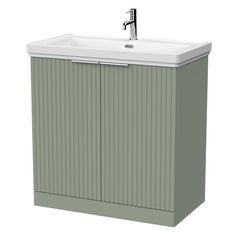 [BFLF3105A] Callingwood Contemporary Floor Standing 2 Door Vanity Unit with Traditional 1 Tap Hole Fireclay Basin, Choice of Size and Colour - Cutout