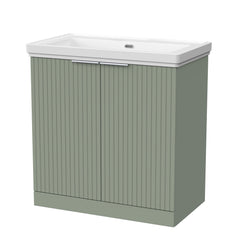 [BFLF3105H] Callingwood Contemporary Floor Standing 2 Door Vanity Unit with Traditional 0 Tap Hole Fireclay Basin, Choice of Size and Colour - Cutout