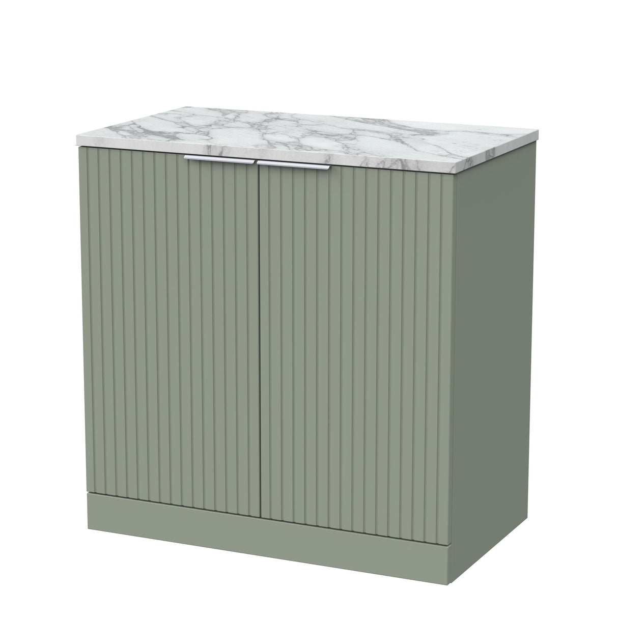 [BFLF3105LCM] Callingwood Contemporary Floor Standing 2 Door Vanity Unit with Carrera Marble Laminate Worktop, Choice of Size and Colour - Cutout