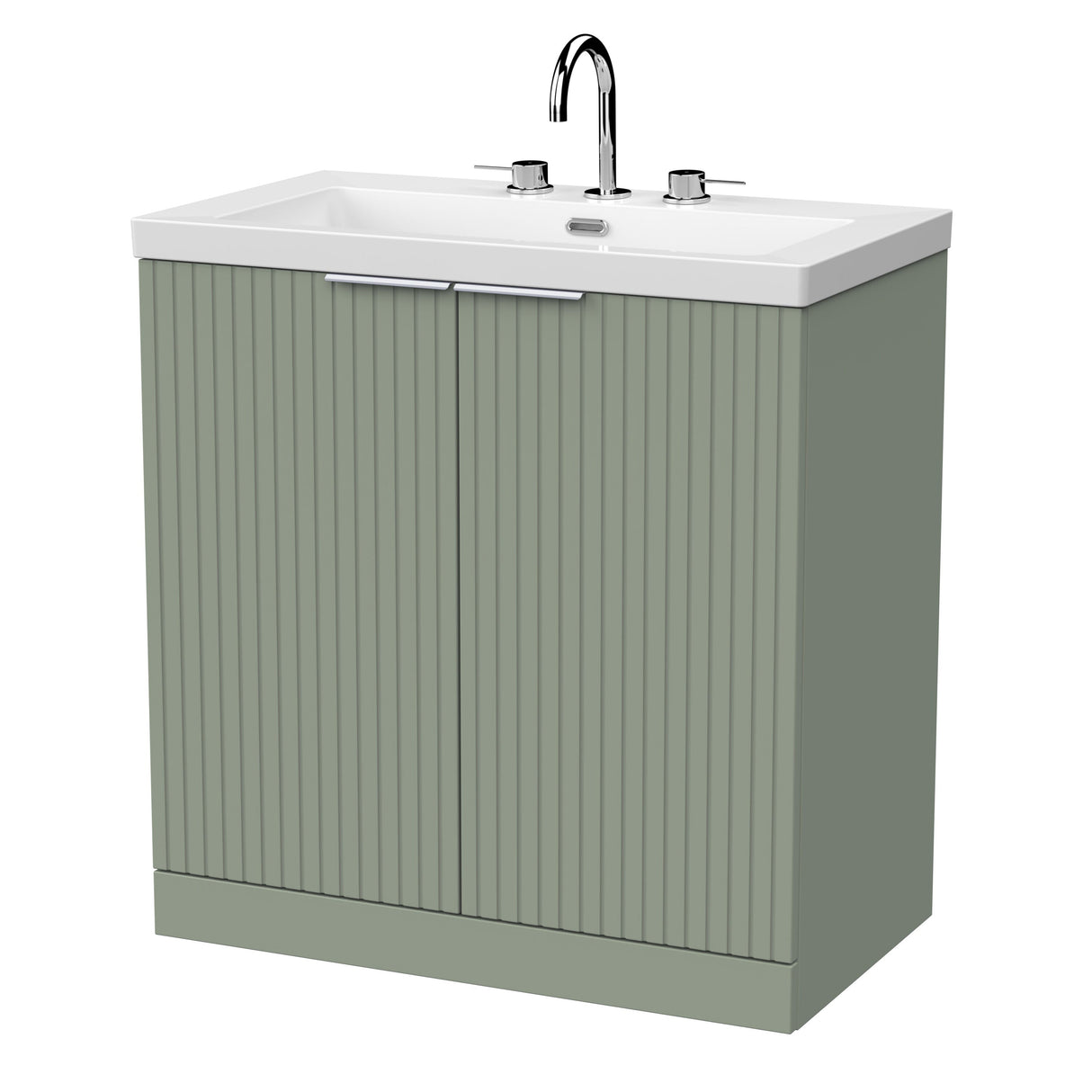 [BFLF3105M] Callingwood Contemporary Floor Standing 2 Door Vanity Unit with 3 Tap Hole Fireclay Basin, Choice of Size and Colour - Cutout