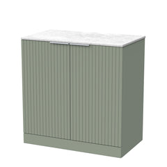 [BFLF3105WMT] Callingwood Contemporary Floor Standing 2 Door Vanity Unit with White Marble Worktop, Choice of Size and Colour - Cutout