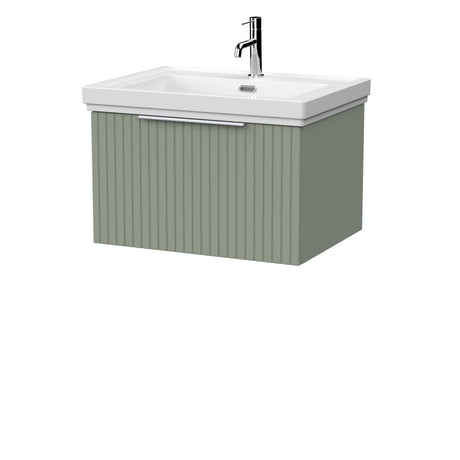 [BFLF3122A] Callingwood Contemporary Wall Hung 1 Drawer Vanity Unit with Traditional 1 Tap Hole Fireclay Basin, Choice of Size and Colour - Cutout