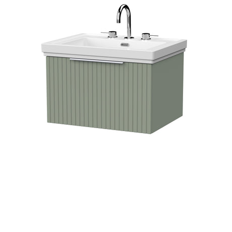 [BFLF3122B] Callingwood Contemporary Wall Hung 1 Drawer Vanity Unit with Traditional 3 Tap Hole Fireclay Basin, Choice of Size and Colour - Cutout