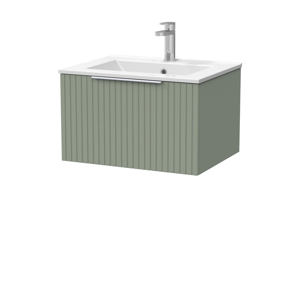 [BFLF3122C] Callingwood Contemporary Wall Hung 1 Drawer Vanity Unit with Minimalist Ceramic Basin, Choice of Size and Colour - Cutout
