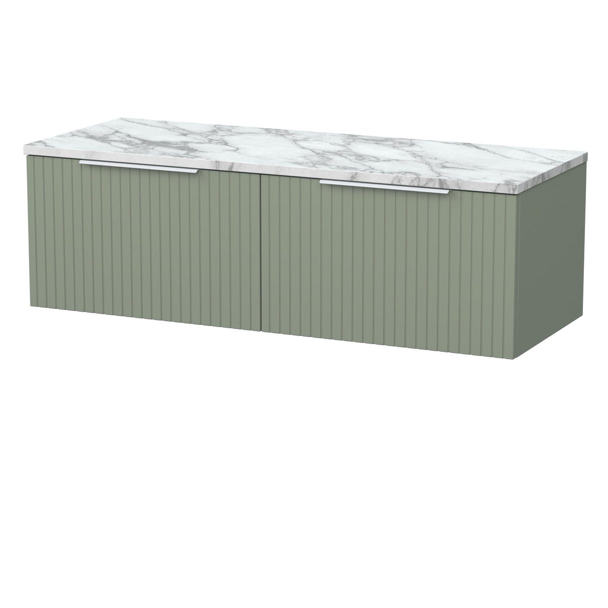 [BFLF3122LCM2] Callingwood Contemporary Wall Hung 2 Drawer 1200mm Vanity Unit with Carrera Marble Laminate Worktop, Choice of Colour - Cutout
