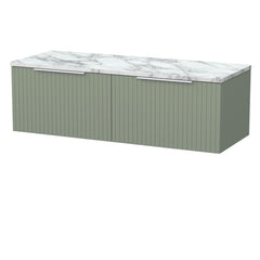 [BFLF3122LCM2] Callingwood Contemporary Wall Hung 2 Drawer 1200mm Vanity Unit with Carrera Marble Laminate Worktop, Choice of Colour - Cutout