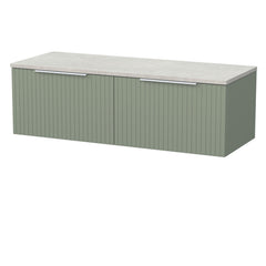[BFLF3122LSWG2] Callingwood Contemporary Wall Hung 2 Drawer 1200mm Vanity Unit with White Sparkle Laminate Worktop, Choice of Colour - Cutout