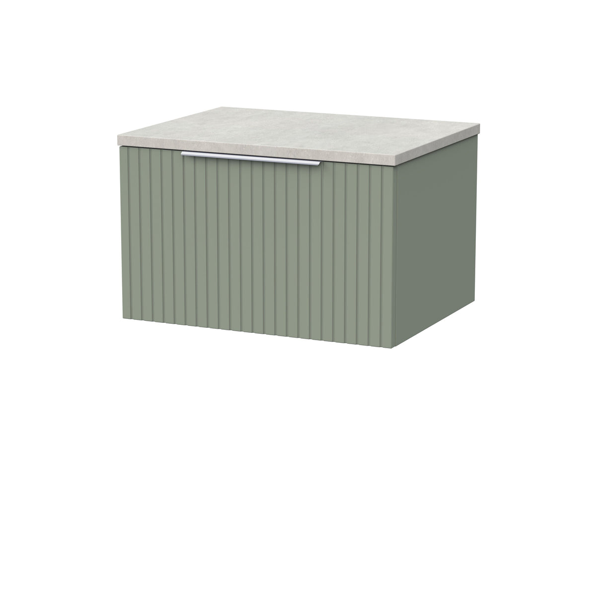 [BFLF3122LSWG] Callingwood Contemporary Wall Hung 1 Drawer Vanity Unit with White Sparkle Laminate Worktop, Choice of Size and Colour - Cutout
