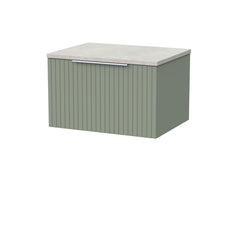 [BFLF3122LSWG] Callingwood Contemporary Wall Hung 1 Drawer Vanity Unit with White Sparkle Laminate Worktop, Choice of Size and Colour - Cutout