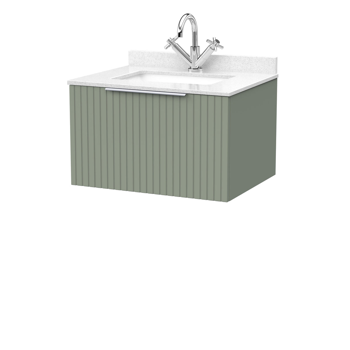 [BFLF3122WS1] Callingwood Contemporary Wall Hung 1 Drawer Vanity Unit with Marble Worktop and Basin, Choice of Size and Colour - Cutout