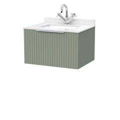 [BFLF3122WS1] Callingwood Contemporary Wall Hung 1 Drawer Vanity Unit with Marble Worktop and Basin, Choice of Size and Colour - Cutout
