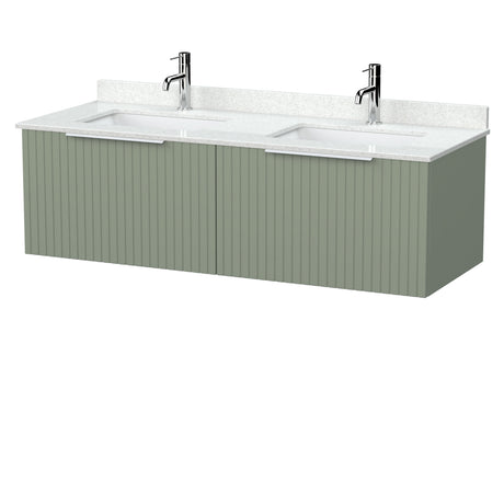 [BFLF3122WS2] Callingwood Contemporary Wall Hung 2 Drawer 1200mm Vanity Unit with Marble Worktop and Double Basin, Choice of Colour - Cutout
