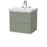 [BFLF3124B] Callingwood Contemporary Wall Hung 2 Drawer Vanity Unit with Traditional 3 Tap Hole Fireclay Basin, Choice of Size and Colour - Cutout