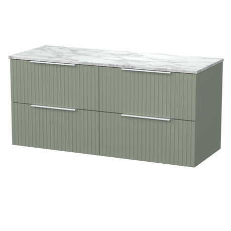 [BFLF3124CMT2] Callingwood Contemporary Wall Hung 4 Drawer 1200mm Vanity Unit with Carrera Marble Worktop, Choice of Colour - Cutout
