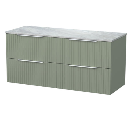 [BFLF3124GMT2] Callingwood Contemporary Wall Hung 4 Drawer 1200mm Vanity Unit with Grey Marble Worktop, Choice of Colour - Cutout