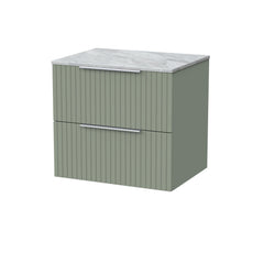 [BFLF3124GMT] Callingwood Contemporary Wall Hung 2 Drawer Vanity Unit with Grey Marble Worktop, Choice of Size and Colour - Cutout