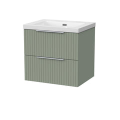 [BFLF3124K] Callingwood Contemporary Wall Hung 2 Drawer Vanity Unit with 0 Tap Hole Fireclay Basin, Choice of Size and Colour - Cutout