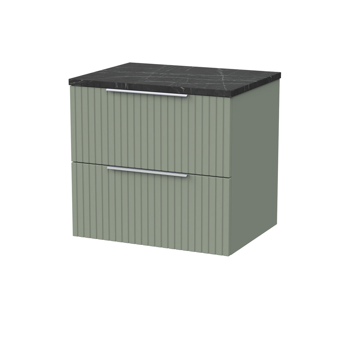 [BFLF3124LBP] Callingwood Contemporary Wall Hung 2 Drawer Vanity Unit with Black Pietra Marble Laminate Worktop, Choice of Size and Colour - Cutout