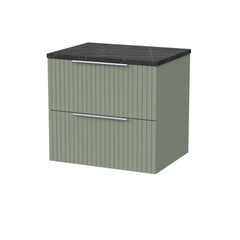[BFLF3124LBP] Callingwood Contemporary Wall Hung 2 Drawer Vanity Unit with Black Pietra Marble Laminate Worktop, Choice of Size and Colour - Cutout