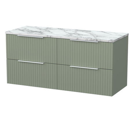 [BFLF3124LCM2] Callingwood Contemporary Wall Hung 4 Drawer 1200mm Vanity Unit with Carrera Marble Laminate Worktop, Choice of Colour - Cutout