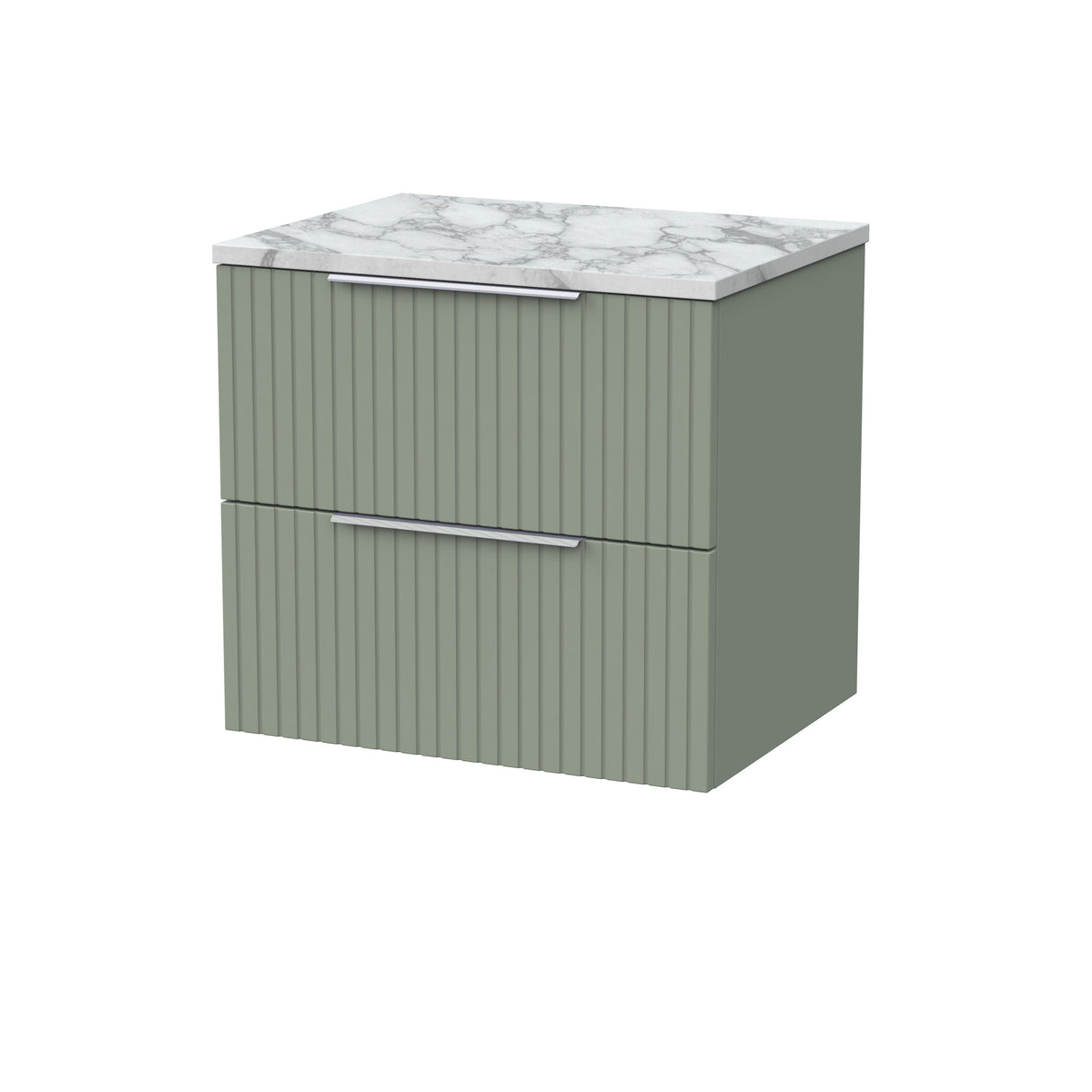 [BFLF3124LCM] Callingwood Contemporary Wall Hung 2 Drawer Vanity Unit with Carrera Marble Laminate Worktop, Choice of Size and Colour - Cutout