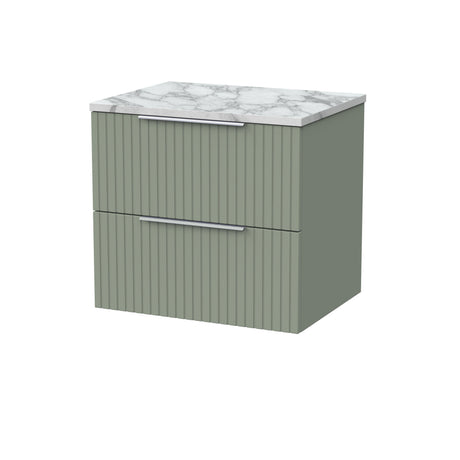 [BFLF3124LCM] Callingwood Contemporary Wall Hung 2 Drawer Vanity Unit with Carrera Marble Laminate Worktop, Choice of Size and Colour - Cutout