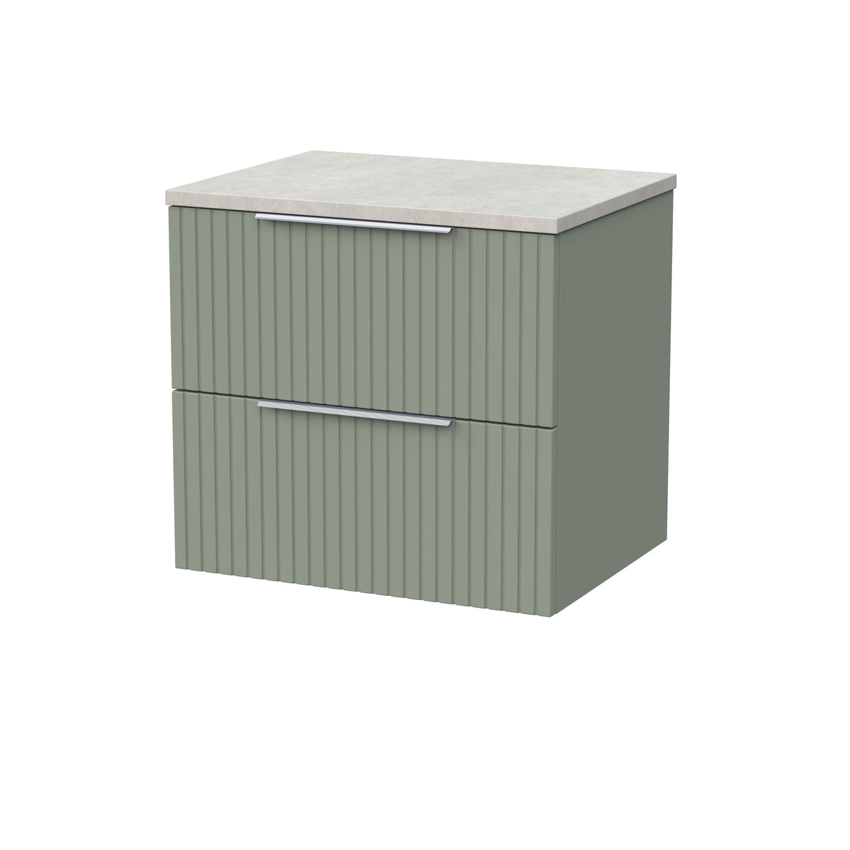 [BFLF3124LSWG] Callingwood Contemporary Wall Hung 2 Drawer Vanity Unit with White Sparkle Laminate Worktop, Choice of Size and Colour - Cutout
