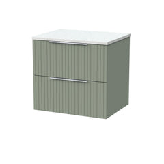 [BFLF3124LWN] Callingwood Contemporary Wall Hung 2 Drawer Vanity Unit with White Nebula Laminate Worktop, Choice of Size and Colour - Cutout