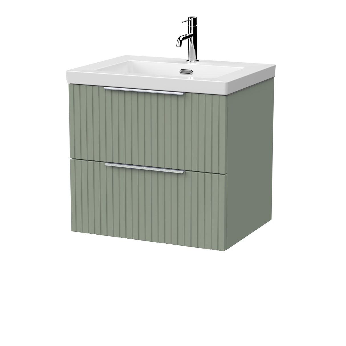 [BFLF3124L] Callingwood Contemporary Wall Hung 2 Drawer Vanity Unit with 1 Tap Hole Fireclay Basin, Choice of Size and Colour - Cutout