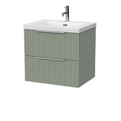 [BFLF3124L] Callingwood Contemporary Wall Hung 2 Drawer Vanity Unit with 1 Tap Hole Fireclay Basin, Choice of Size and Colour - Cutout