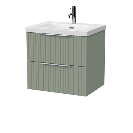 [BFLF3124L] Callingwood Contemporary Wall Hung 2 Drawer Vanity Unit with 1 Tap Hole Fireclay Basin, Choice of Size and Colour - Cutout