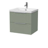 [BFLF3124L] Callingwood Contemporary Wall Hung 2 Drawer Vanity Unit with 1 Tap Hole Fireclay Basin, Choice of Size and Colour - Cutout