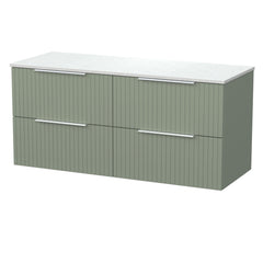 [BFLF3124WMT2] Callingwood Contemporary Wall Hung 4 Drawer 1200mm Vanity Unit with White Marble Worktop, Choice of Colour - Cutout