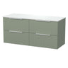 [BFLF3124WMT2] Callingwood Contemporary Wall Hung 4 Drawer 1200mm Vanity Unit with White Marble Worktop, Choice of Colour - Cutout