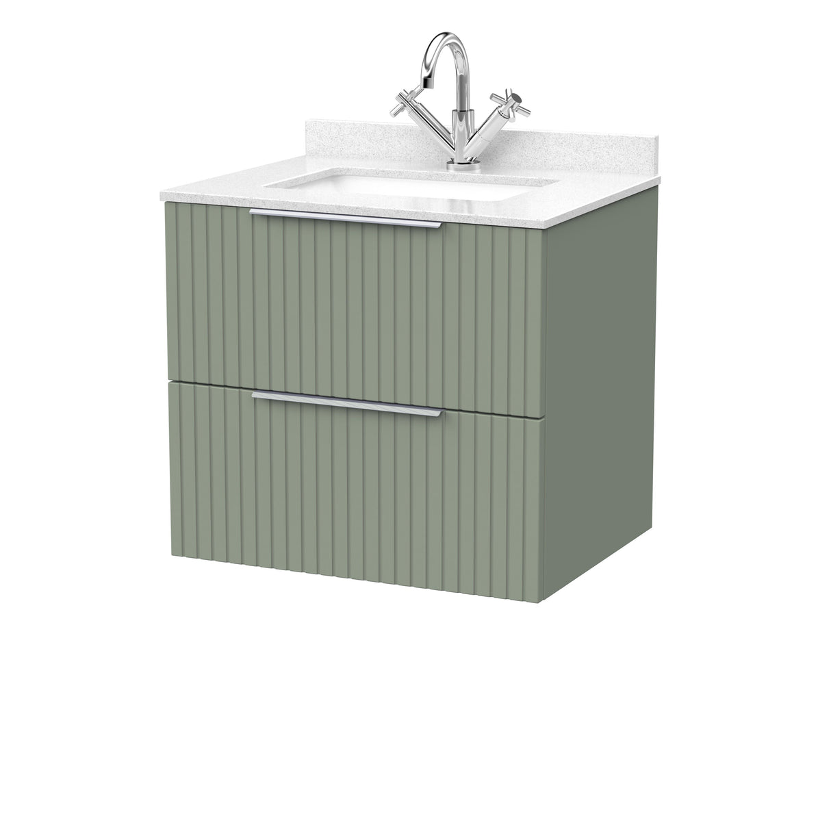 [BFLF3124WS1] Callingwood Contemporary Wall Hung 2 Drawer Vanity Unit with Marble Worktop and Basin, Choice of Size and Colour - Cutout