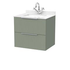 [BFLF3124WS1] Callingwood Contemporary Wall Hung 2 Drawer Vanity Unit with Marble Worktop and Basin, Choice of Size and Colour - Cutout