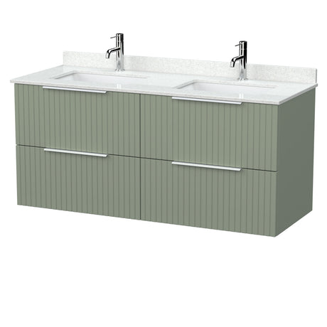 [BFLF3124WS2] Callingwood Contemporary Wall Hung 4 Drawer 1200mm Vanity Unit with Marble Worktop and Double Basin, Choice of Colour - Cutout