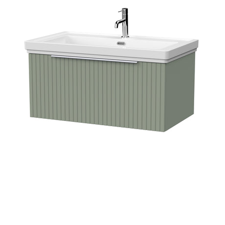[BFLF3125A] Callingwood Contemporary Wall Hung 1 Drawer Vanity Unit with Traditional 1 Tap Hole Fireclay Basin, Choice of Size and Colour - Cutout