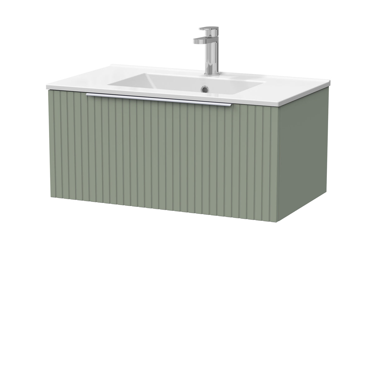 [BFLF3125C] Callingwood Contemporary Wall Hung 1 Drawer Vanity Unit with Minimalist Ceramic Basin, Choice of Size and Colour - Cutout