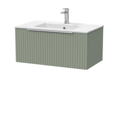 [BFLF3125C] Callingwood Contemporary Wall Hung 1 Drawer Vanity Unit with Minimalist Ceramic Basin, Choice of Size and Colour - Cutout