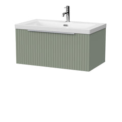 [BFLF3125L] Callingwood Contemporary Wall Hung 1 Drawer Vanity Unit with 1 Tap Hole Fireclay Basin, Choice of Size and Colour - Cutout