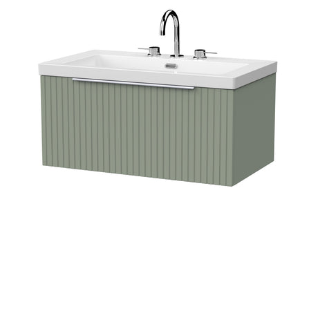 [BFLF3125M] Callingwood Contemporary Wall Hung 1 Drawer Vanity Unit with 3 Tap Hole Fireclay Basin, Choice of Size and Colour - Cutout