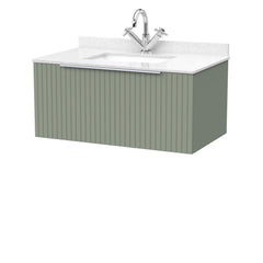[BFLF3125WS1] Callingwood Contemporary Wall Hung 1 Drawer Vanity Unit with Marble Worktop and Basin, Choice of Size and Colour - Cutout