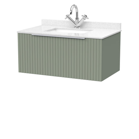[BFLF3125WS1] Callingwood Contemporary Wall Hung 1 Drawer Vanity Unit with Marble Worktop and Basin, Choice of Size and Colour - Cutout