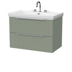 [BFLF3126B] Callingwood Contemporary Wall Hung 2 Drawer Vanity Unit with Traditional 3 Tap Hole Fireclay Basin, Choice of Size and Colour - Cutout