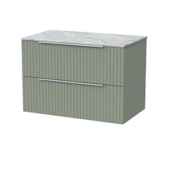 [BFLF3126GMT] Callingwood Contemporary Wall Hung 2 Drawer Vanity Unit with Grey Marble Worktop, Choice of Size and Colour - Cutout