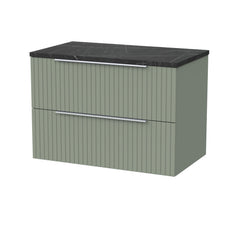 [BFLF3126LBP] Callingwood Contemporary Wall Hung 2 Drawer Vanity Unit with Black Pietra Marble Laminate Worktop, Choice of Size and Colour - Cutout