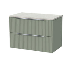 [BFLF3126LSWG] Callingwood Contemporary Wall Hung 2 Drawer Vanity Unit with White Sparkle Laminate Worktop, Choice of Size and Colour - Cutout