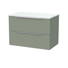 [BFLF3126LWN] Callingwood Contemporary Wall Hung 2 Drawer Vanity Unit with White Nebula Laminate Worktop, Choice of Size and Colour - Cutout