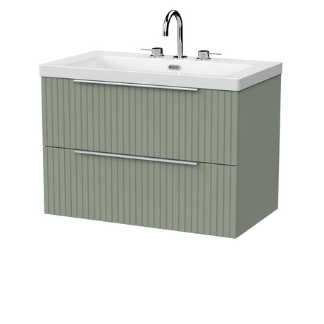 [BFLF3126M] Callingwood Contemporary Wall Hung 2 Drawer Vanity Unit with 3 Tap Hole Fireclay Basin, Choice of Size and Colour - Cutout